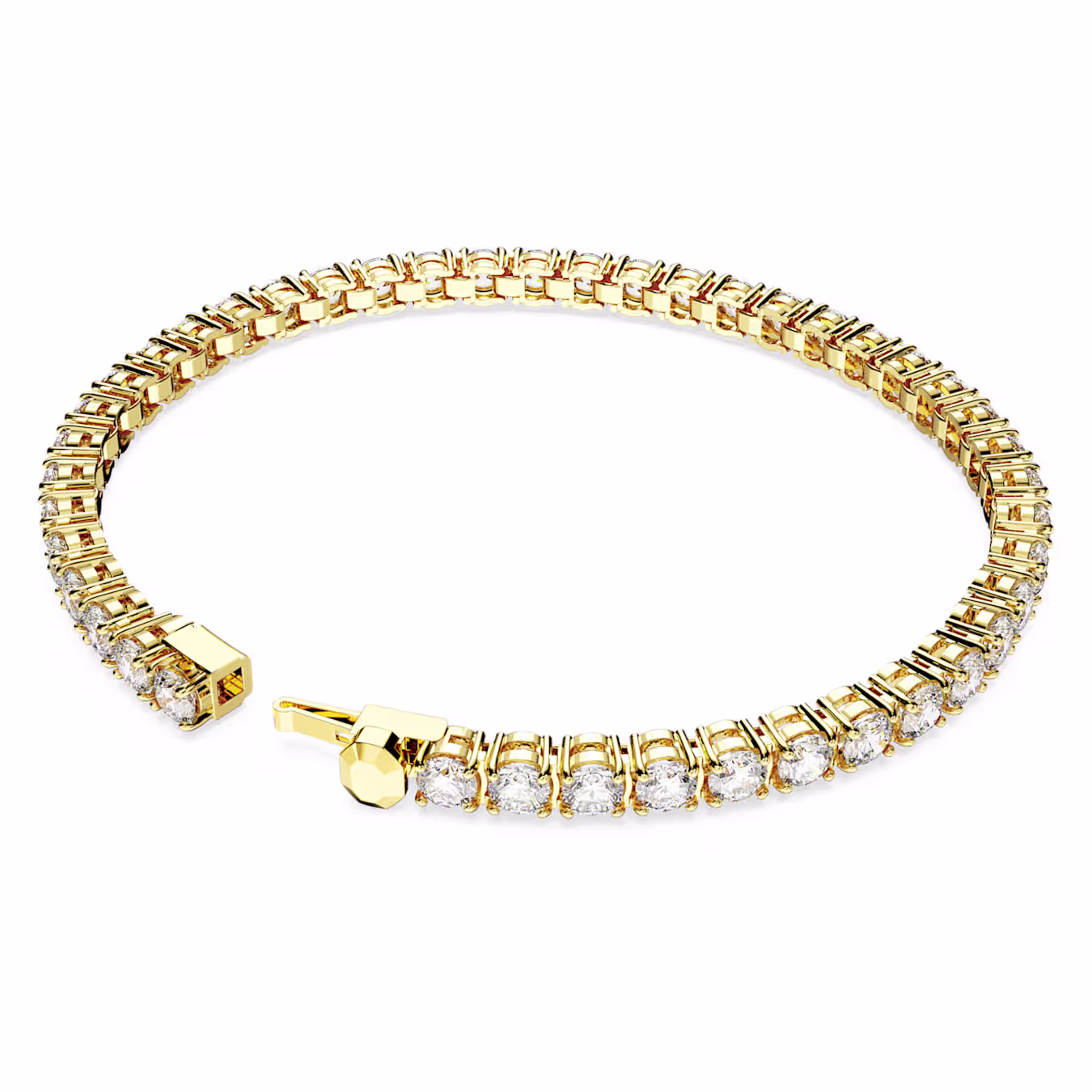 Swarovski  Matrix Tennis Armband Rundschliff, Weiß, Goldlegierungsschicht