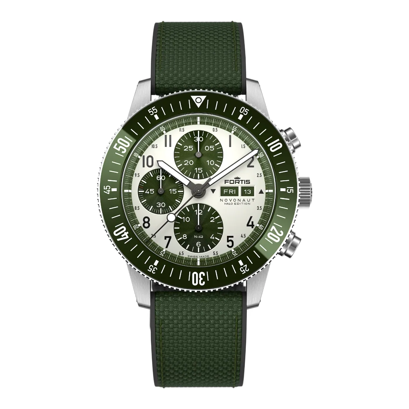 Fortis NOVONAUT N-42 TR Halo Green Herrenuhr F2040023