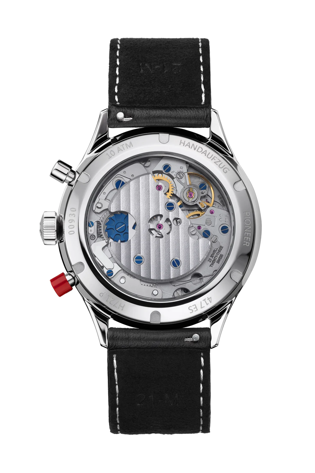 Hanhart 417 ES Heritage Flyback 42 mm Lederband Schwarz Herrenuhr H721.212-7010