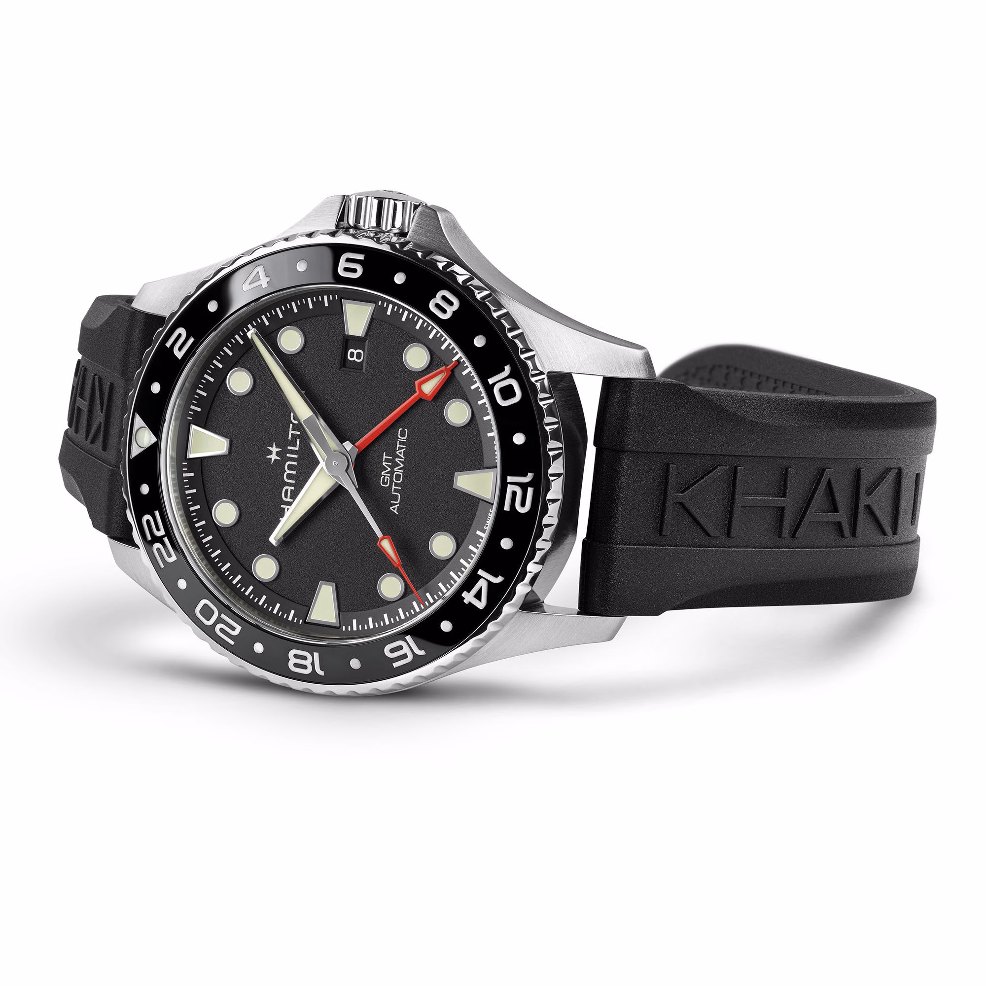Hamilton KHAKI NAVY SCUBA AUTO GMT Schwarz Kautschukband 43 MM Herrenuhr H82555330