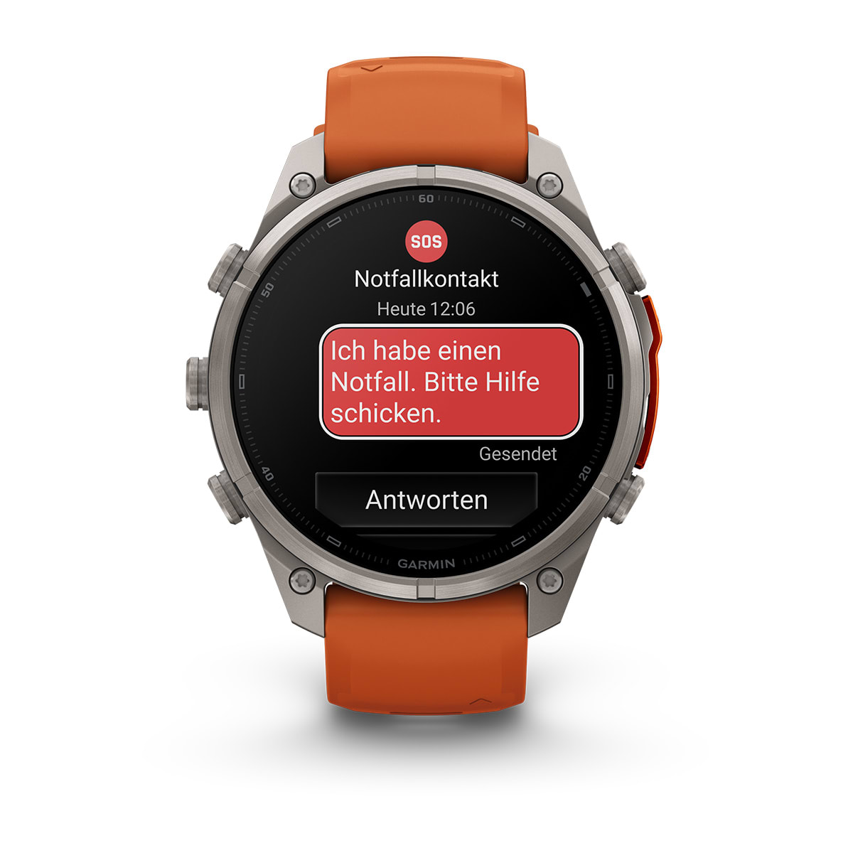 Garmin fēnix® 9 Pro inReach® - 47 mm AMOLED Sapphire Titan mit Silikon-Armband Autumn Orange/Spark Orange 010-04336-01