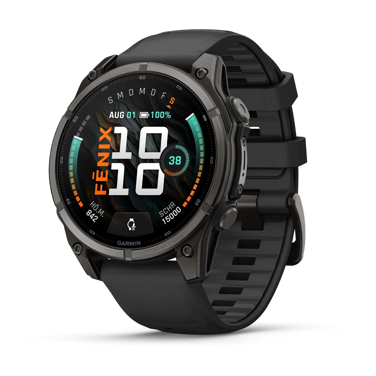 Garmin fēnix® 9 - 47 mm AMOLED Sapphire Schwarz/Carbongrau DLC Titan mit Silikon-Armband Schwarz 010-04762-11