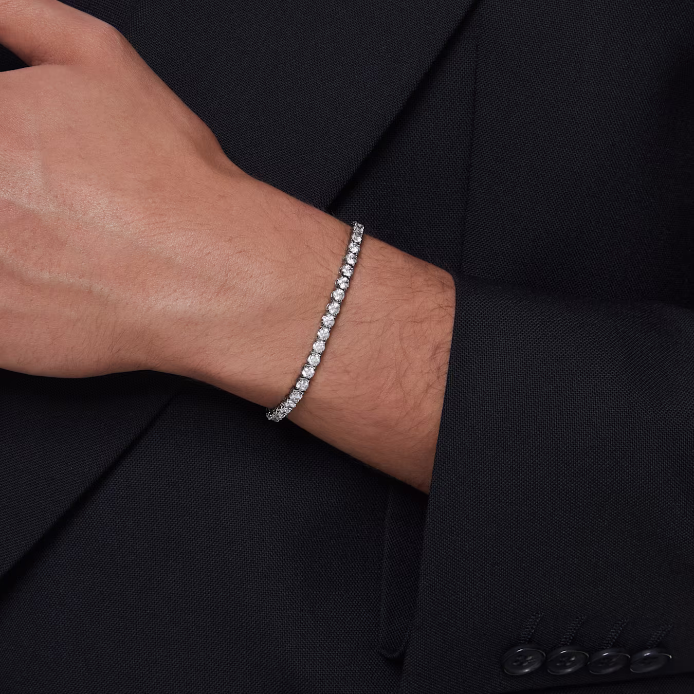 Swarovski  Matrix Tennis Armband Rundschliff, Grau, Rutheniert