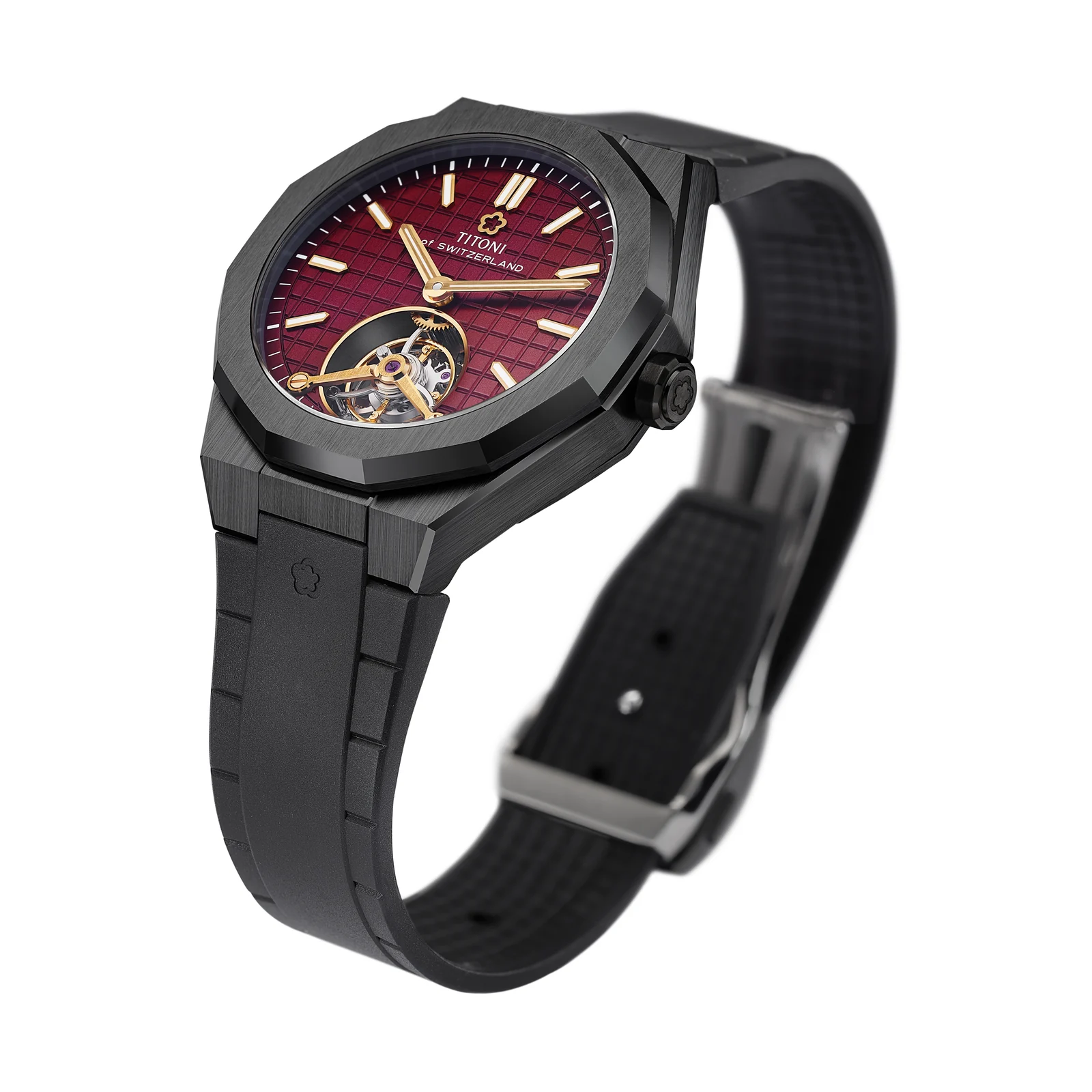 Titoni Impetus CeramTech Tourbillon Burgunderrot Herrenuhr 1000 Z-R-742