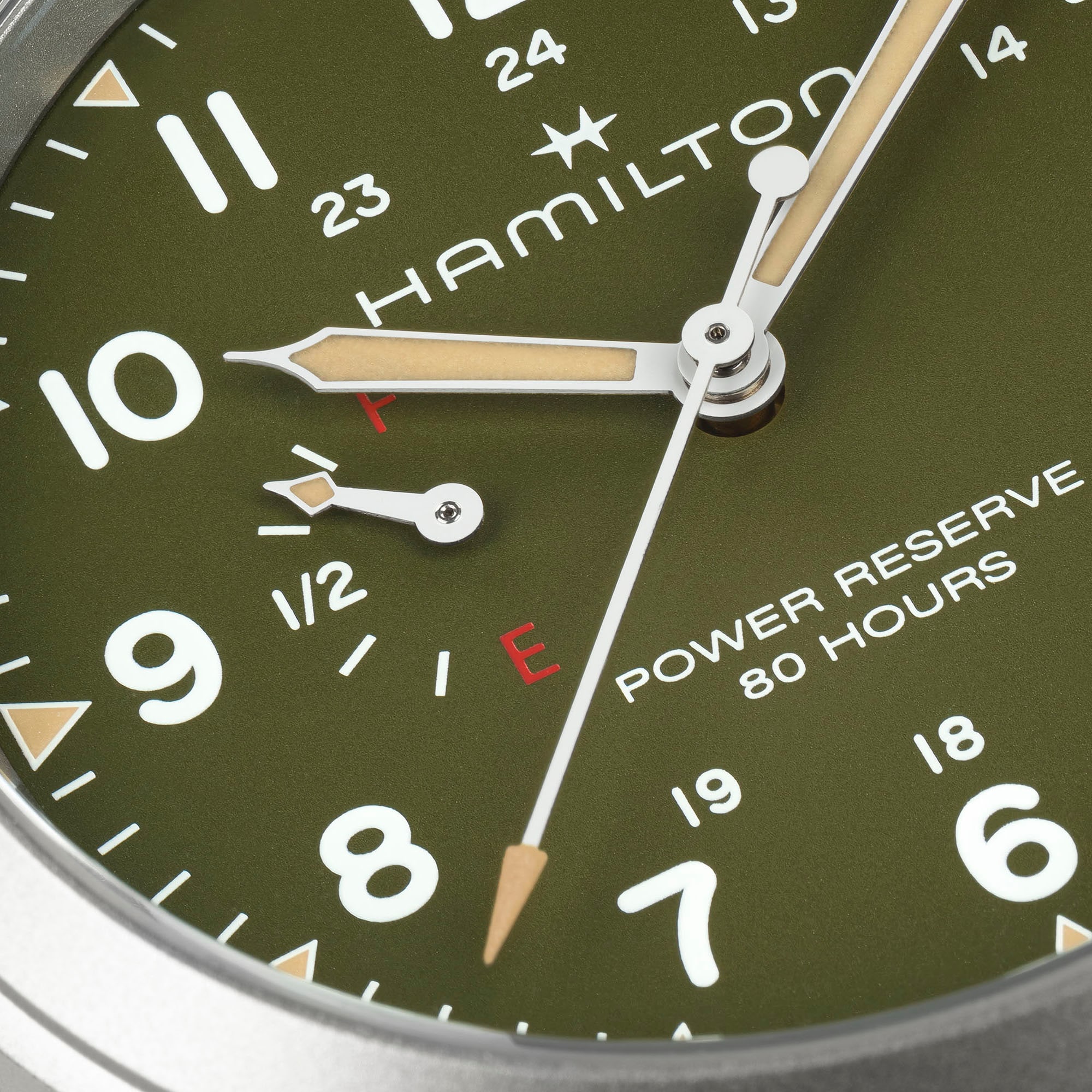 Hamilton Khaki Field Power Reserve Handaufzug Grün Edelstahlband Herrenuhr H69509160