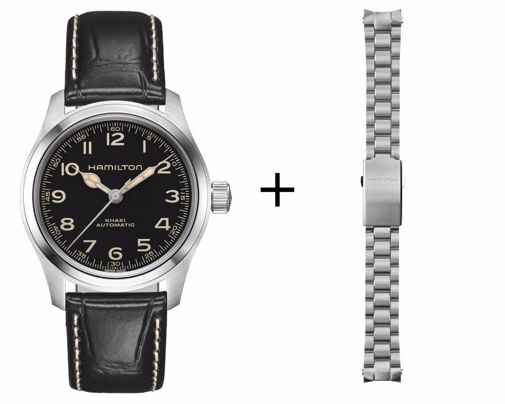 Hamilton Khaki Field Murph Automatik Herrenuhr H70405730 Set mit Edelstahl Band