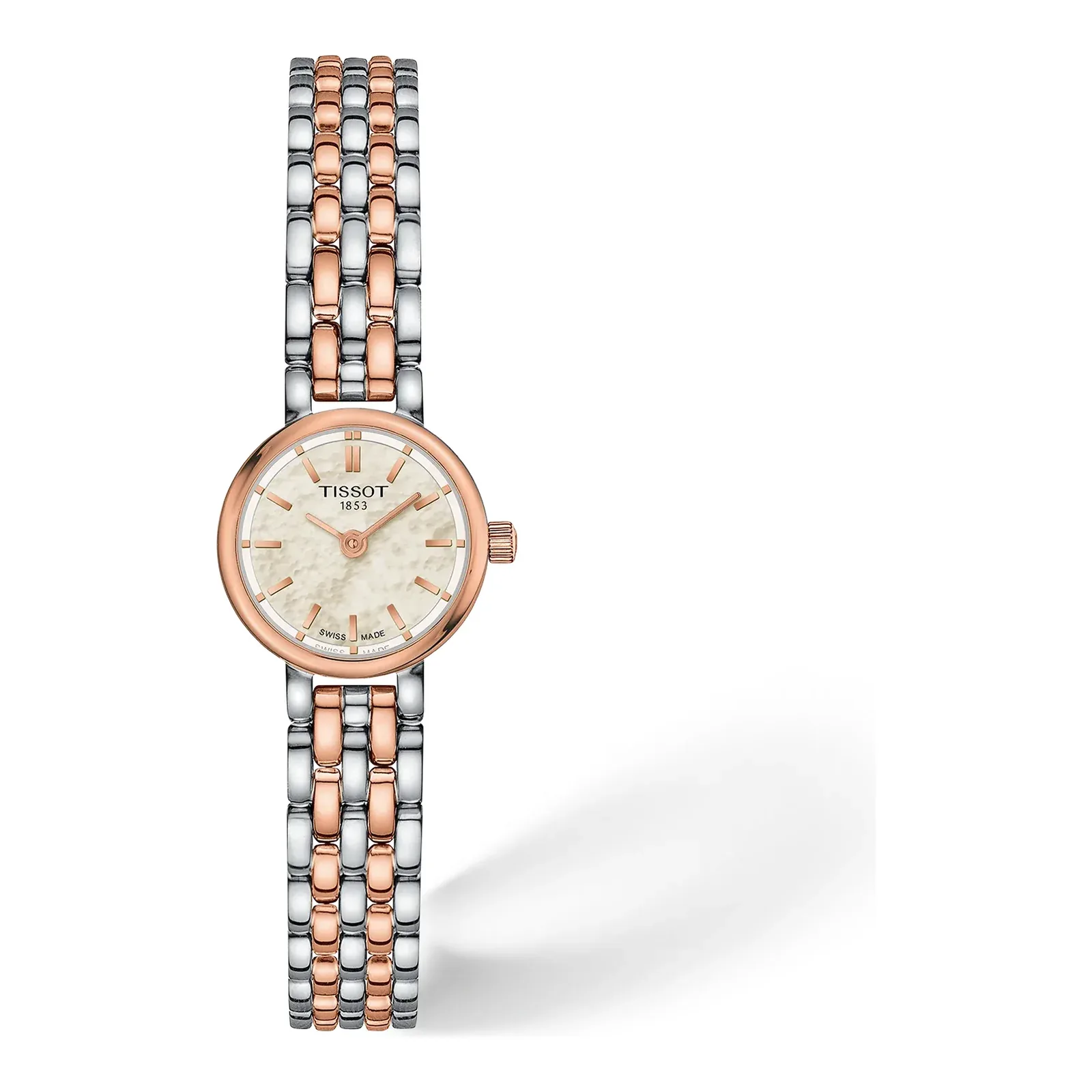 Tissot Lovely Round Quarz 19,5 mm Bicolor Roségold Perlmutt Damenuhr T140.009.22.111.01