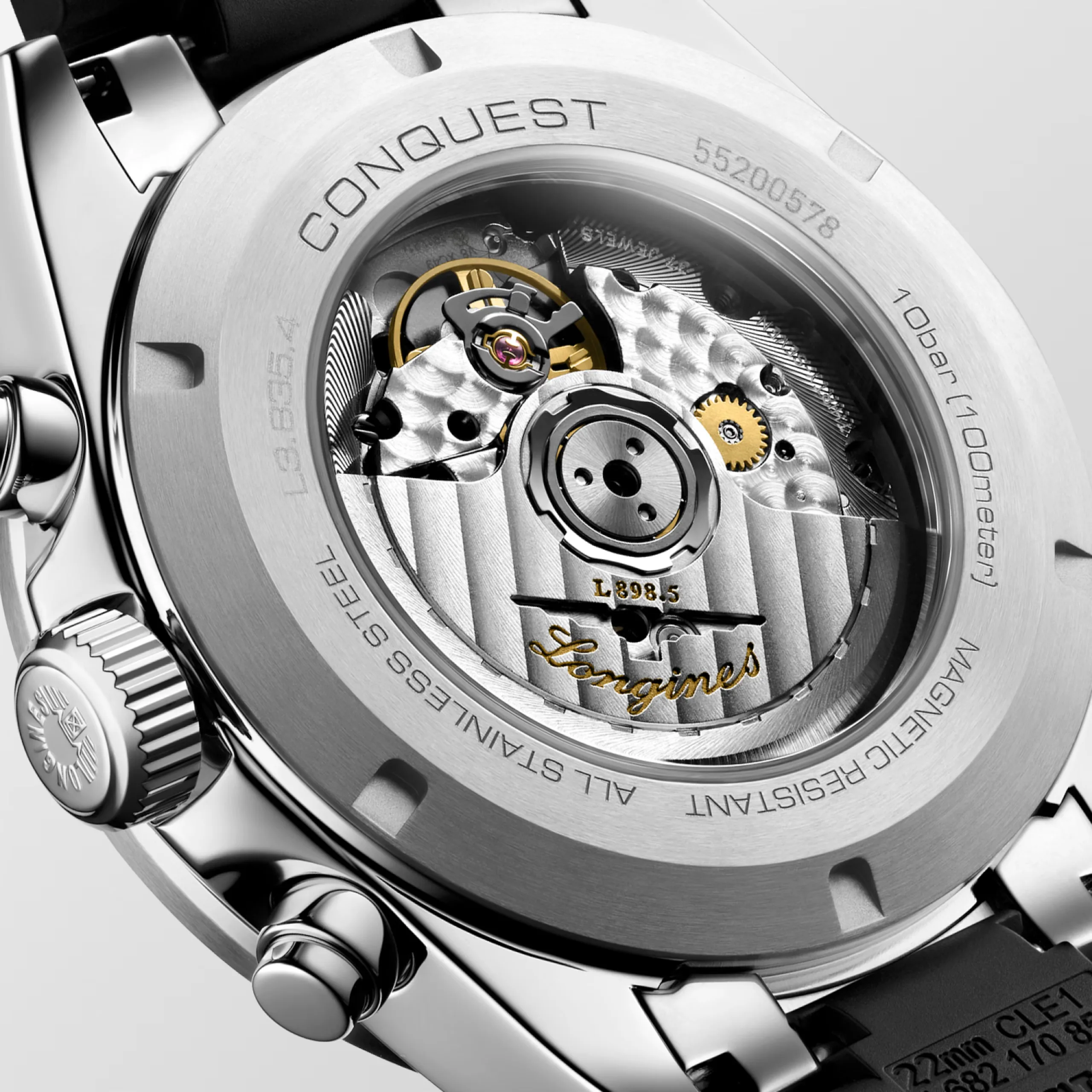 Longines Conquest Chronograph Gold Kautschukband Herrenuhr L3.835.4.32.9