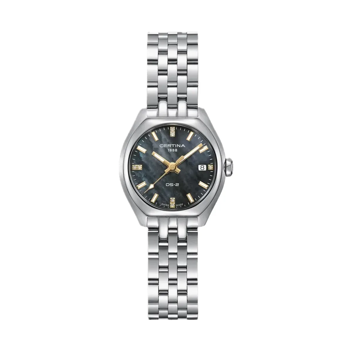 Certina DS-2 Lady Quarz, Edelstahl Perlmutt, Schwarz Damenuhr C049.210.11.126.01