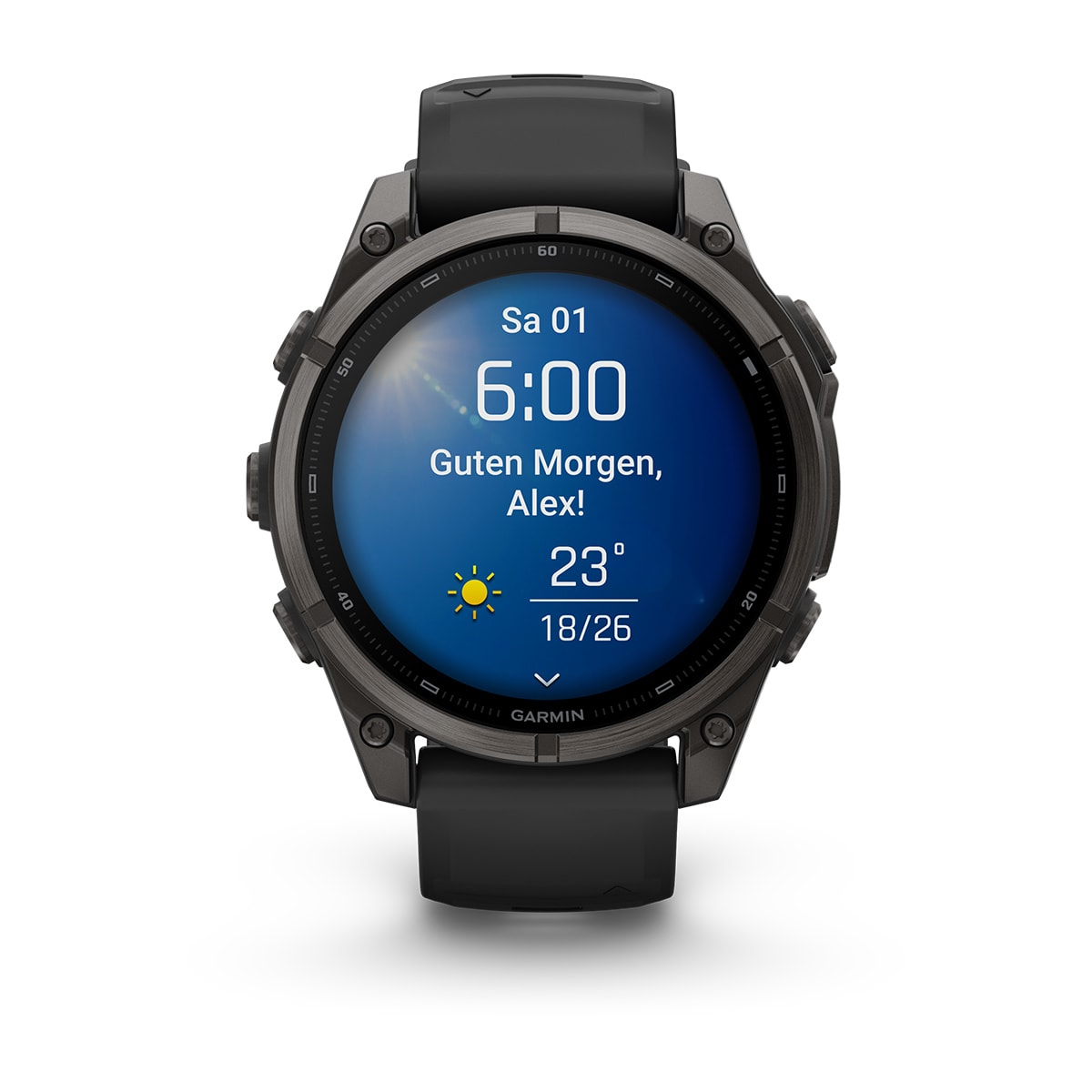 Garmin fēnix® 9 - 47 mm AMOLED Sapphire Schwarz/Carbongrau DLC Titan mit Silikon-Armband Schwarz 010-04762-11