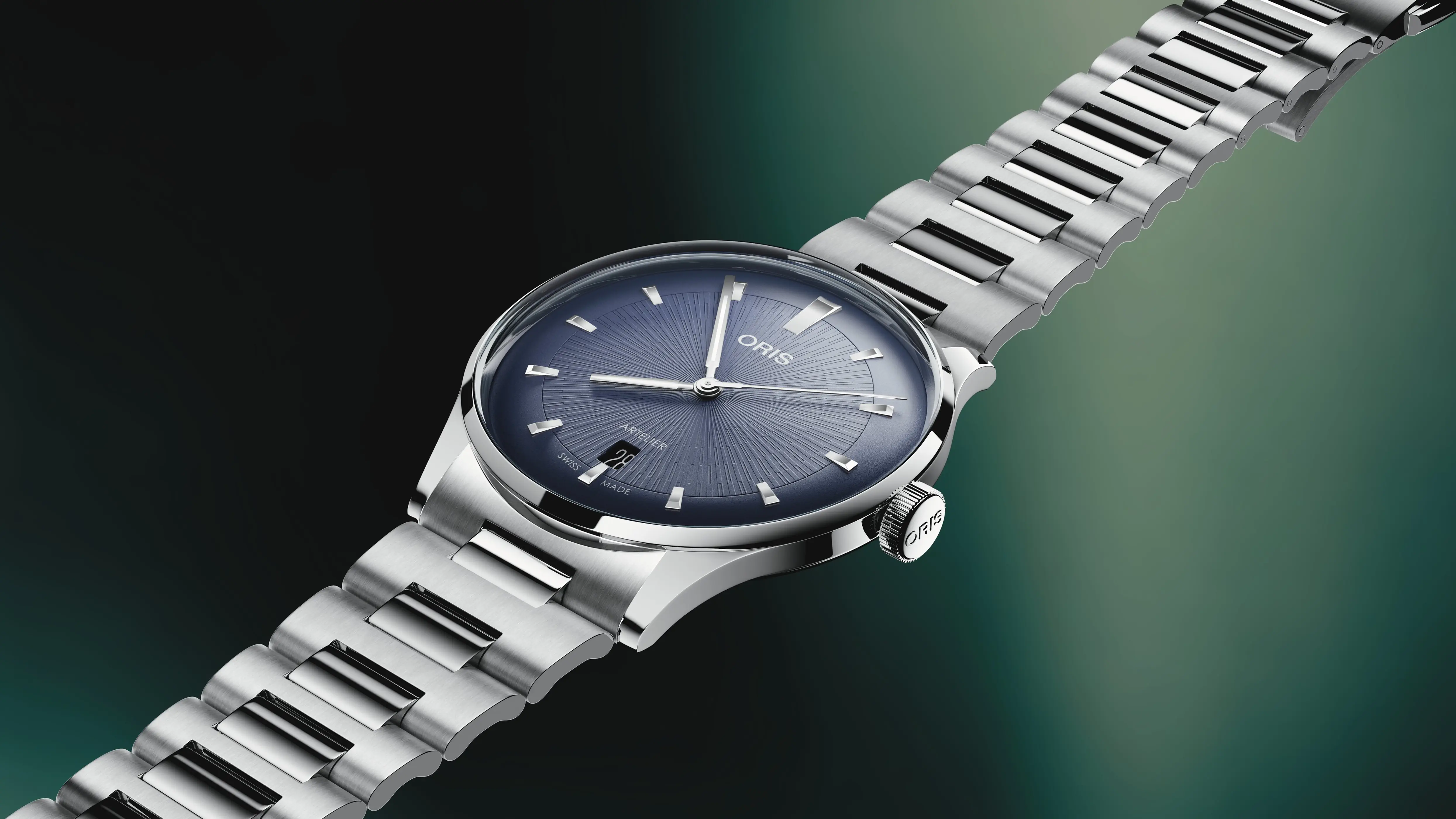 Oris Artelier Date 38mm Automatik Edelstahl Blau Herrenuhr 01 733 7810 4055-07 8 20 20