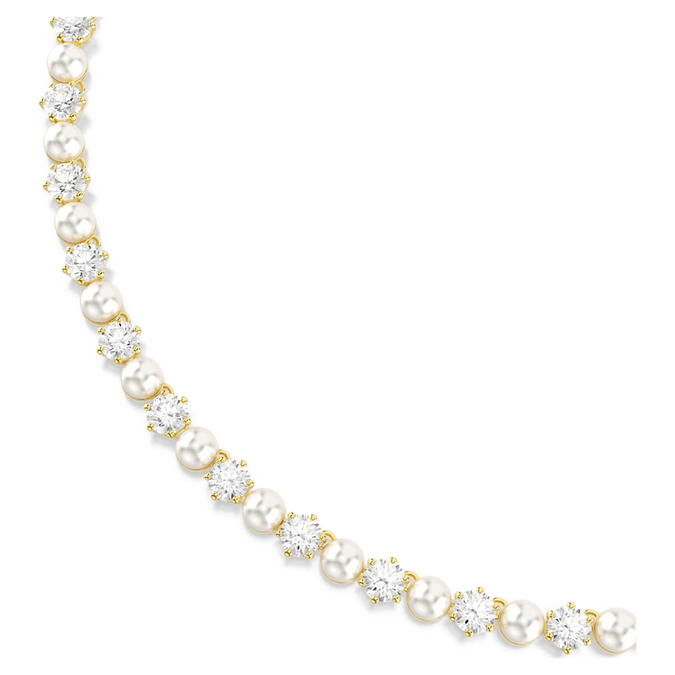 Swarovski  Matrix Tennis Halskette Kristallperle, Rundschliff, Weiß, Goldlegierungsschicht