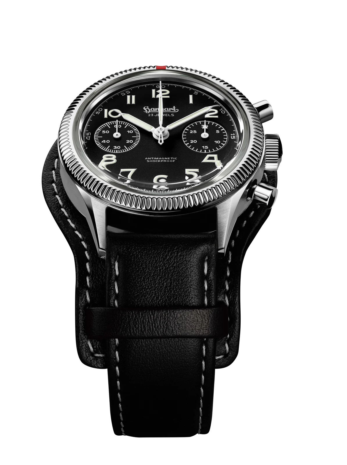 Hanhart 417 ES 1954 39 mm Lederband Schwarz Herrenuhr H701.210-7010