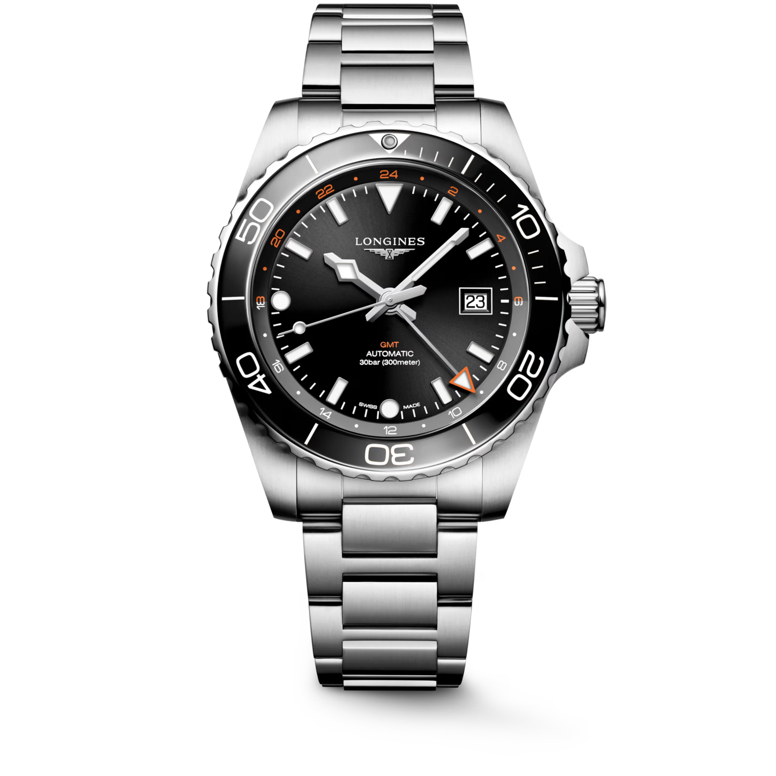 Longines HydroConquest GMT schwarz 43mm Herrenuhr L3.890.4.56.6