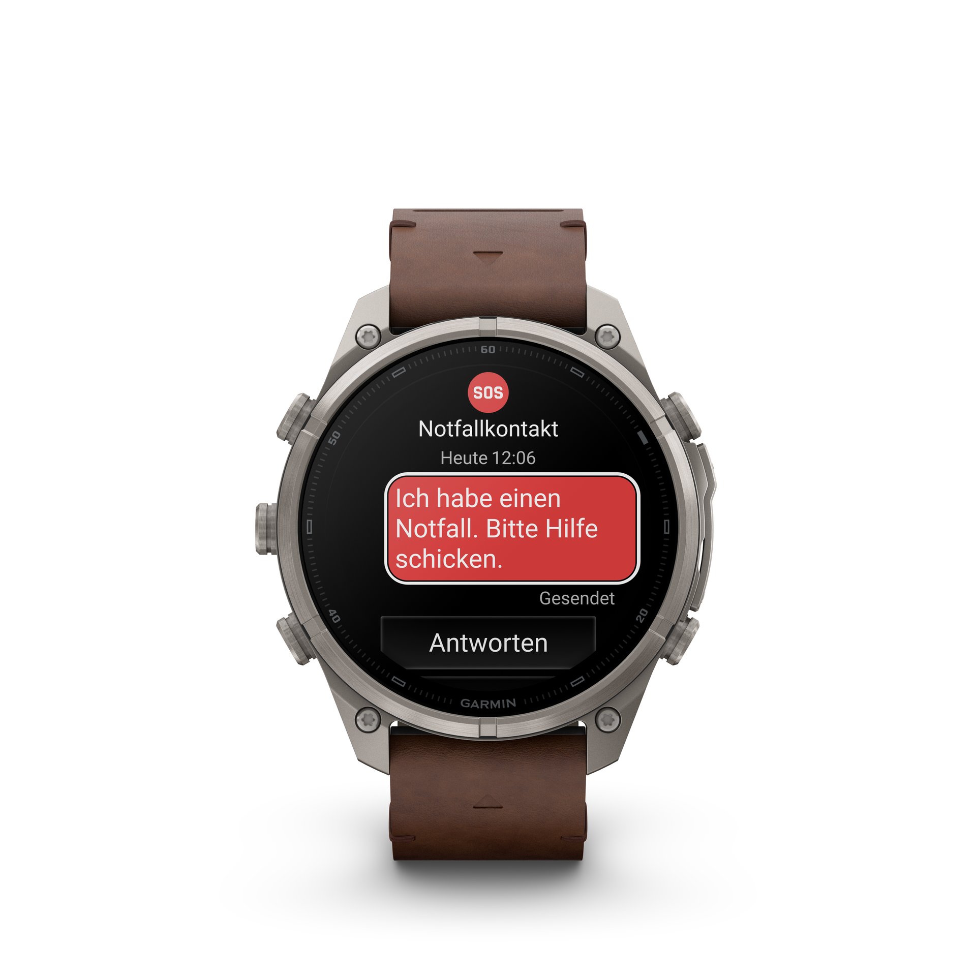 Garmin fēnix® 9 Pro inReach® - 47 mm AMOLED Sapphire Titan mit Leder-Armband Walnuss und Silikon-Armband Kieselgrau/Silbergrau 010-04336-41