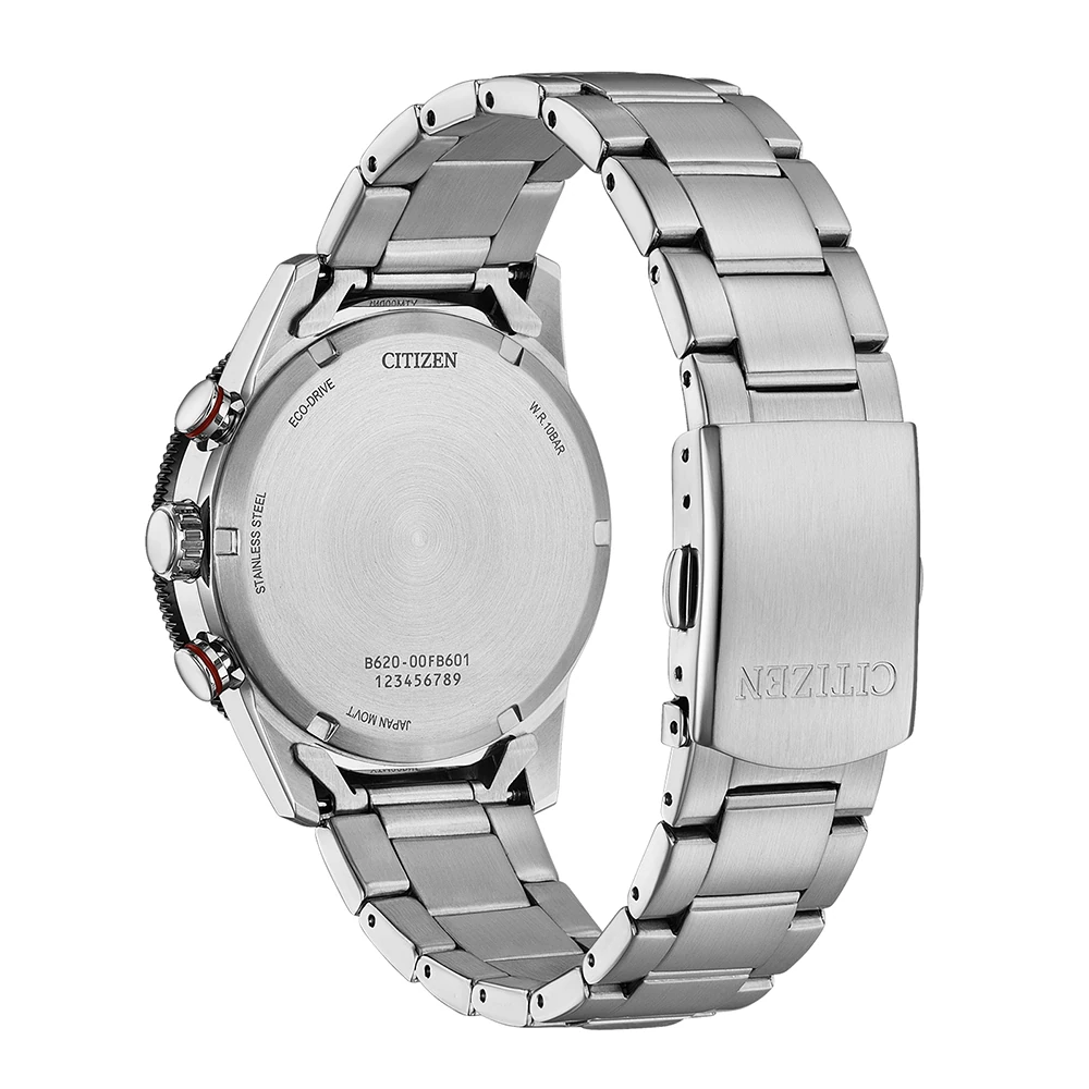 Citizen Eco-Drive Racing Chronograph, Edelstahl schwarz, 39.9mm Herrenuhr CA4714-55E