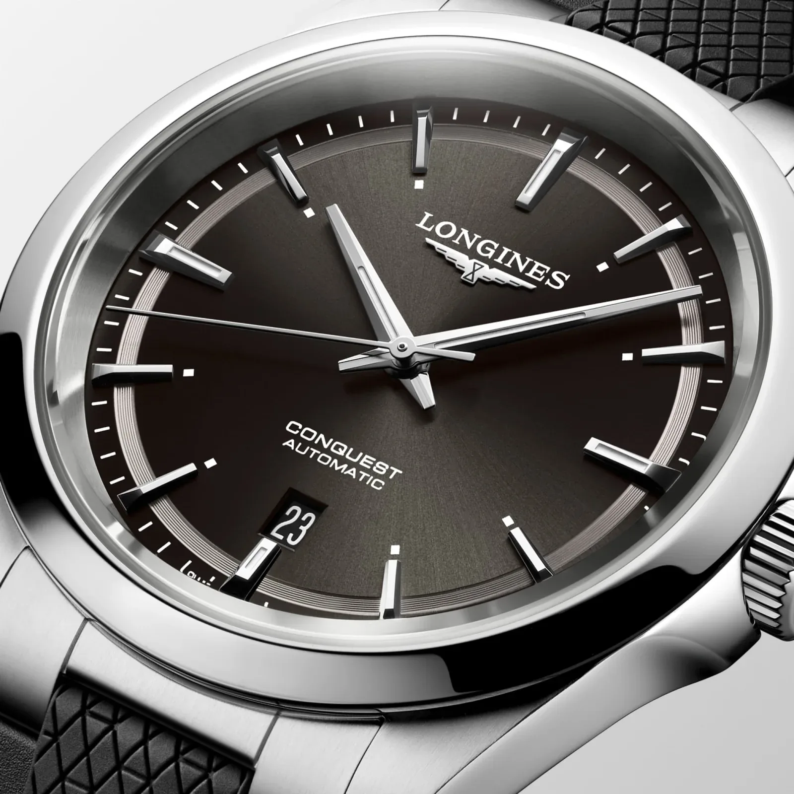 Longines Conquest Schwarz Kautschukband schwarz 41 mm Herrenuhr L3.830.4.52.9