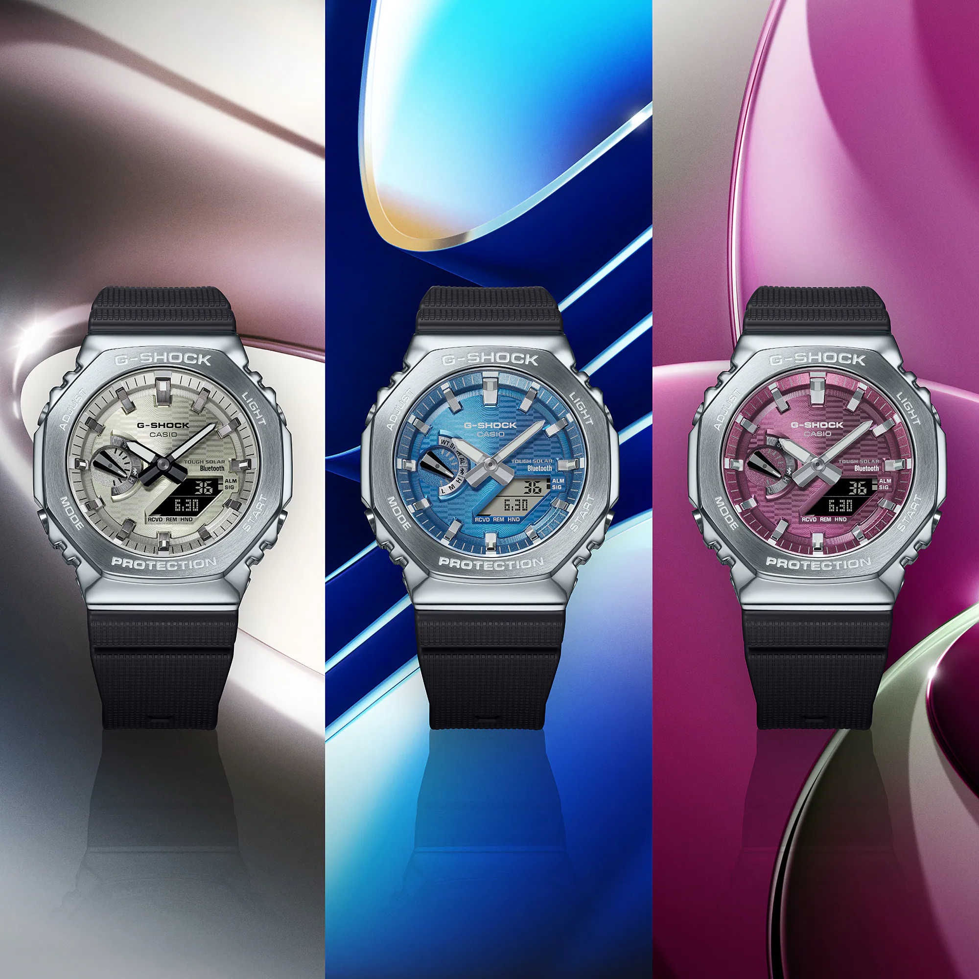 G-Shock G-Steel Protection Classic, Rosa, Solar, 44mm Herrenuhr GBM-2100A-4BER