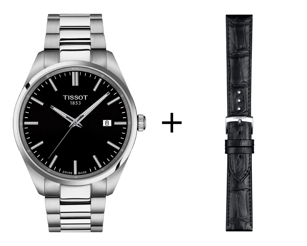 Tissot PR 100 Herrenuhr T150.410.11.051.00 Set mit schwarzem Lederband 