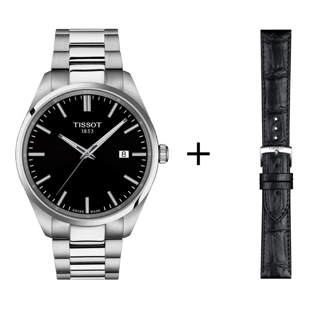 Tissot PR 100 Herrenuhr T150.410.11.051.00 Set mit schwarzem Lederband 