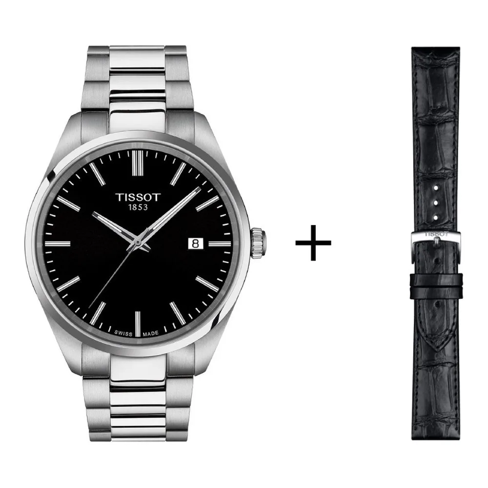 Tissot PR 100 Herrenuhr T150.410.11.051.00 Set mit schwarzem Lederband 