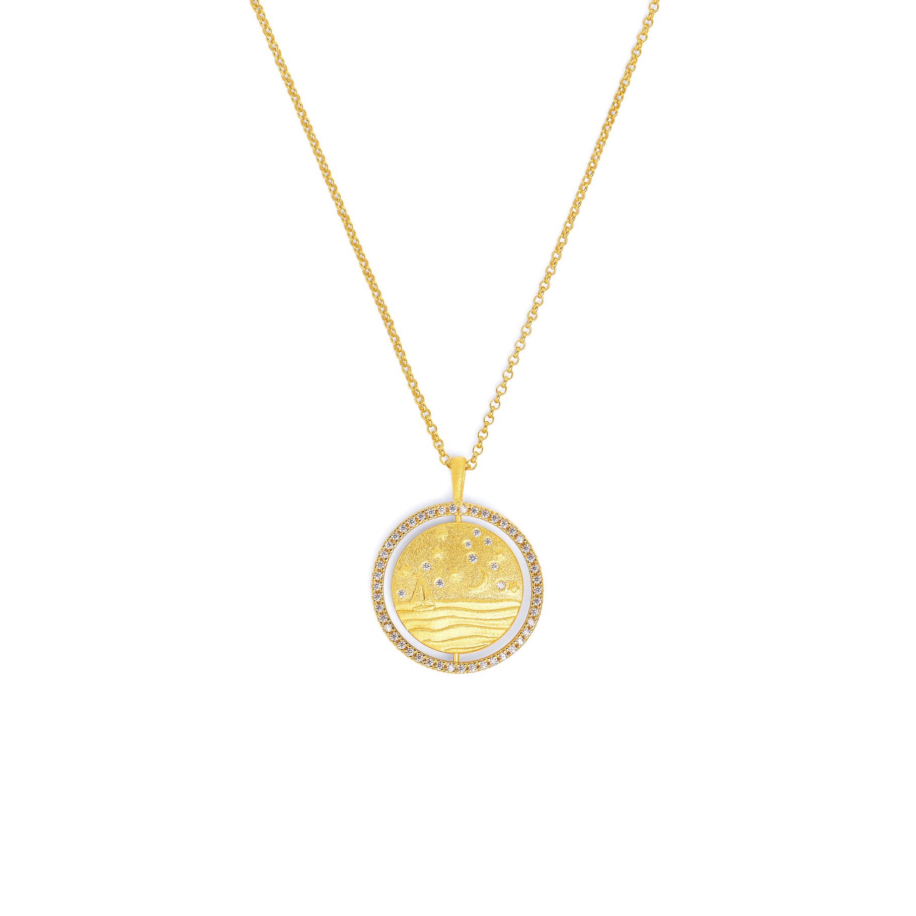 Bernd Wolf Kette Sun&Sea Designlinie Sun&Moon, Zirkonia, 24-Karat-goldplattiert