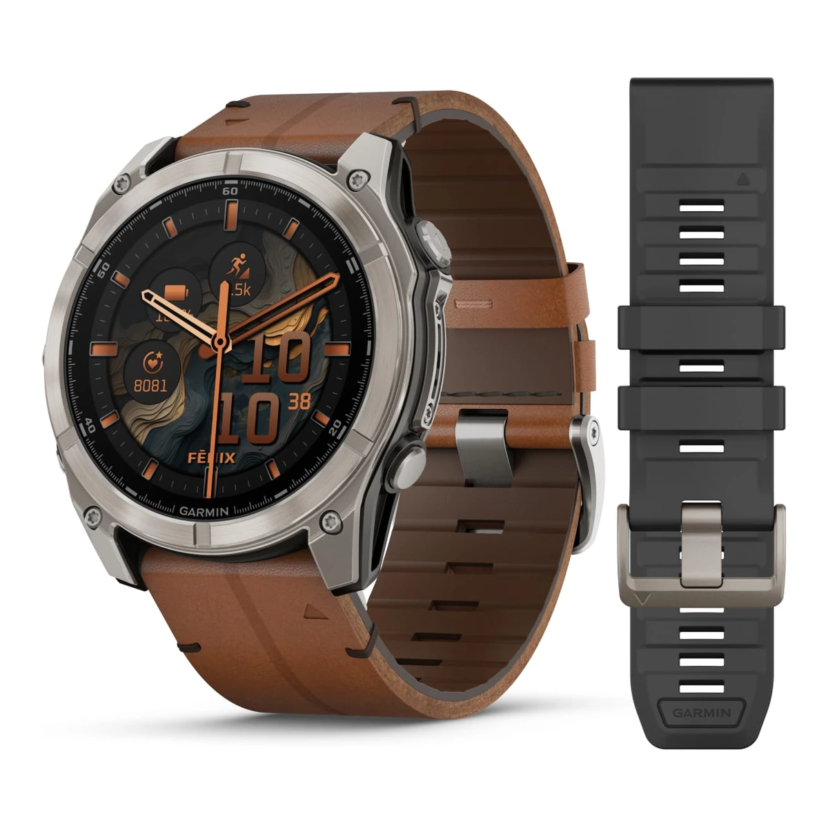 Garmin fēnix® 8 - 51 mm AMOLED Sapphire Graphit/Carbongrau Titan inklusive Ersatzarmband 010-02905-40