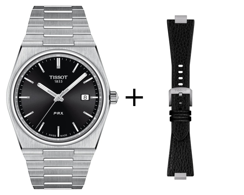 Tissot PRX Herrenuhr Quarz schwarz T137.410.11.051.00 Set mit schwarzen Lederband 