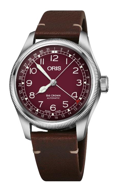 Oris X Cervo Volante Burgundy Big Crown Pointer Date 40mm Hirschleder Herrenuhr 01 754 7785 4038-Set