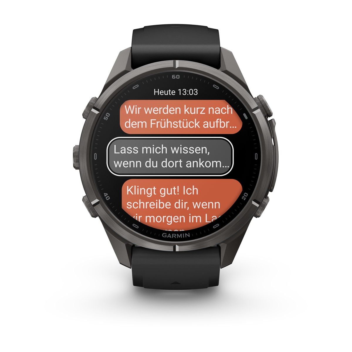 Garmin fēnix® 9 Pro inReach® - 43 mm AMOLED Sapphire Carbongrau DLC Titan mit Silikon-Armband Schwarz/Kieselgrau 010-04335-11