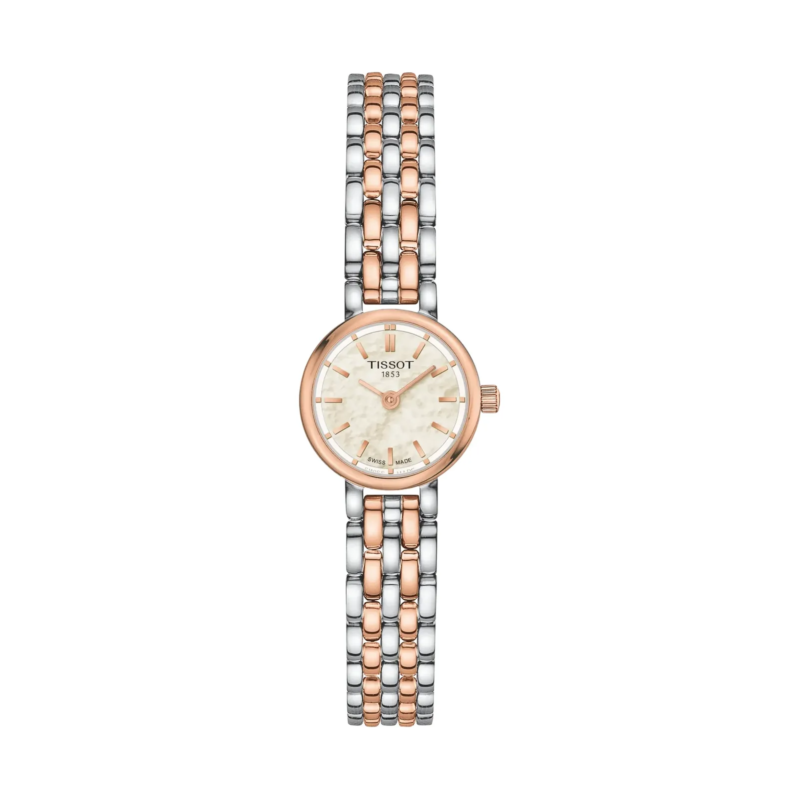 Tissot Lovely Round Quarz 19,5 mm Bicolor Roségold Perlmutt Damenuhr T140.009.22.111.01