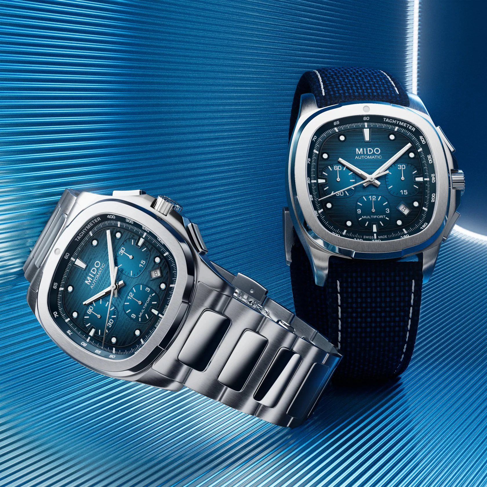 Mido Multifort TV Chronograph Blau mit zusätzlichem Band Herrenuhr M049.527.11.041.00