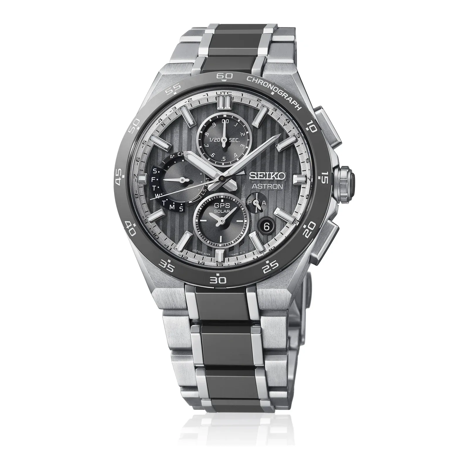 Seiko Astron GPS Solar Dual-Time Chronograph 43 mm Titan Grau Herrenuhr HAB007J1
