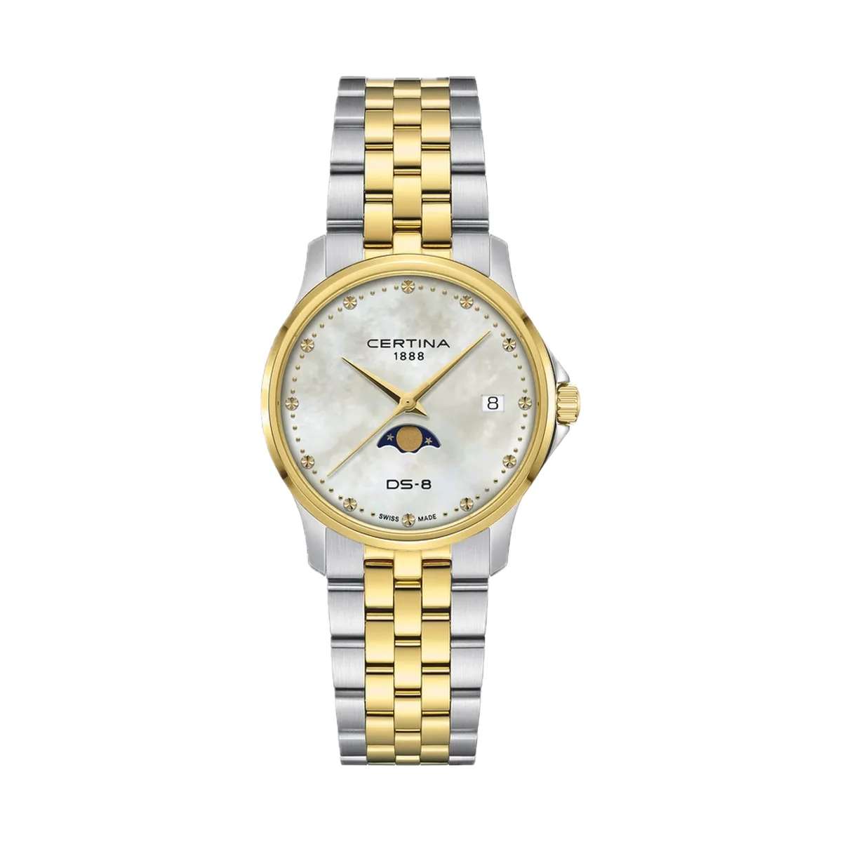 Certina DS-8 Moonphase Lady Quarz, Edelstahl, Perlmutt Damenuhr C045.223.22.111.00