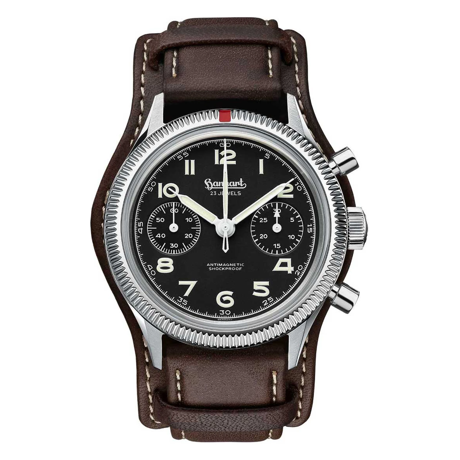 Hanhart 417 ES 1954 39 mm Lederband Dunkelbraun Herrenuhr H701.210-7110