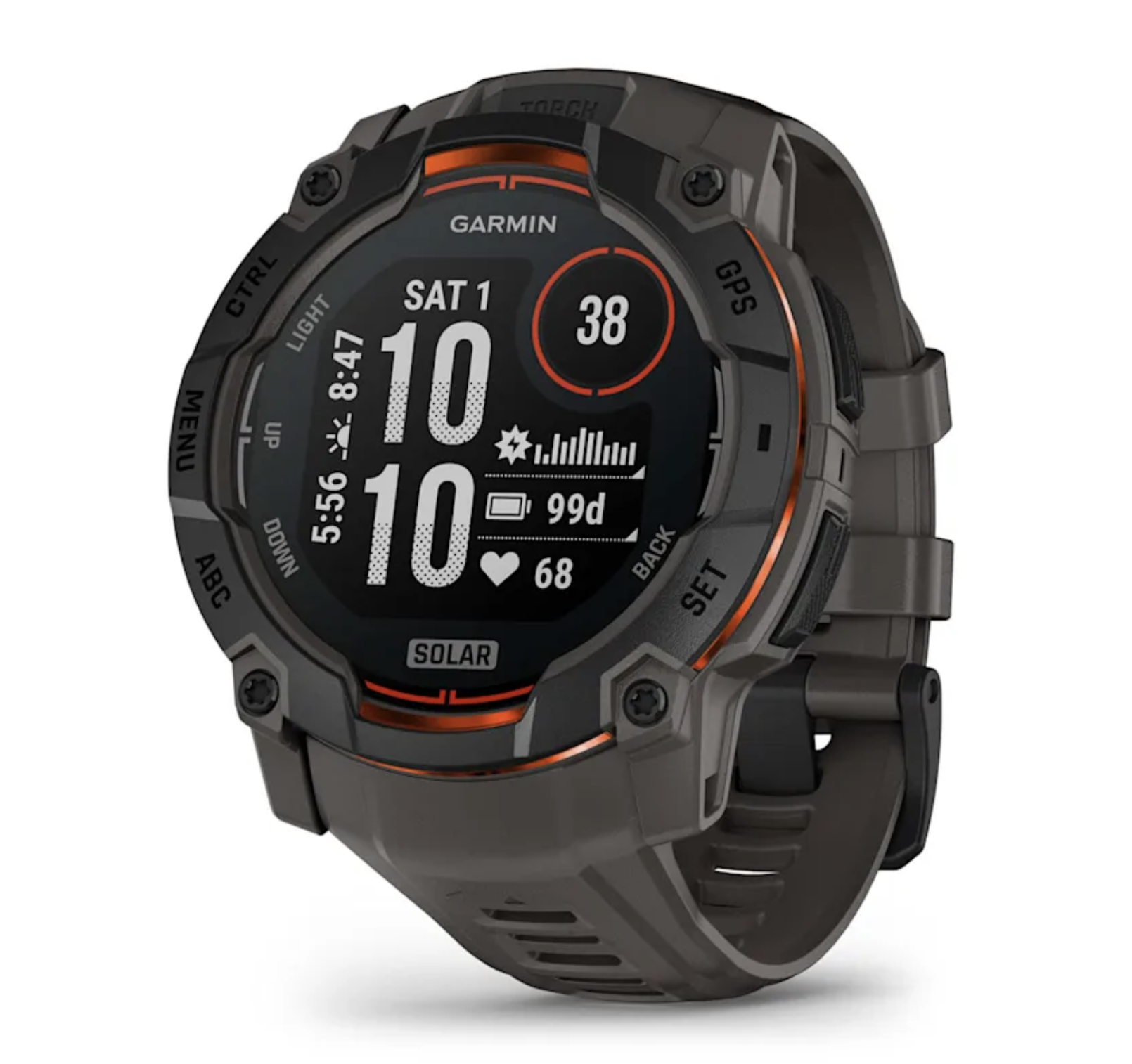  Garmin Instinct® 3 Solar 010-02935-00 - 50 mm Kohle/Schwarz mit Silikon-Wechselarmband 26 mm Kohle