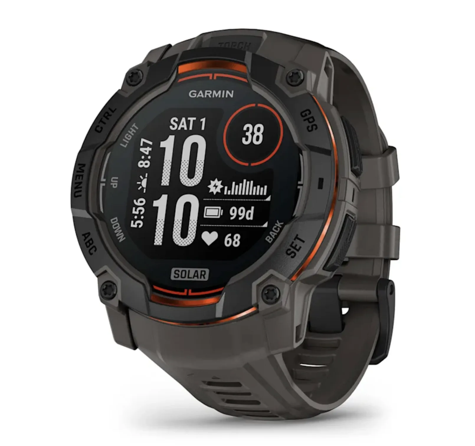 Garmin Instinct® 3 Solar 010-02935-00 - 50 mm Kohle/Schwarz mit Silikon-Wechselarmband 26 mm Kohle