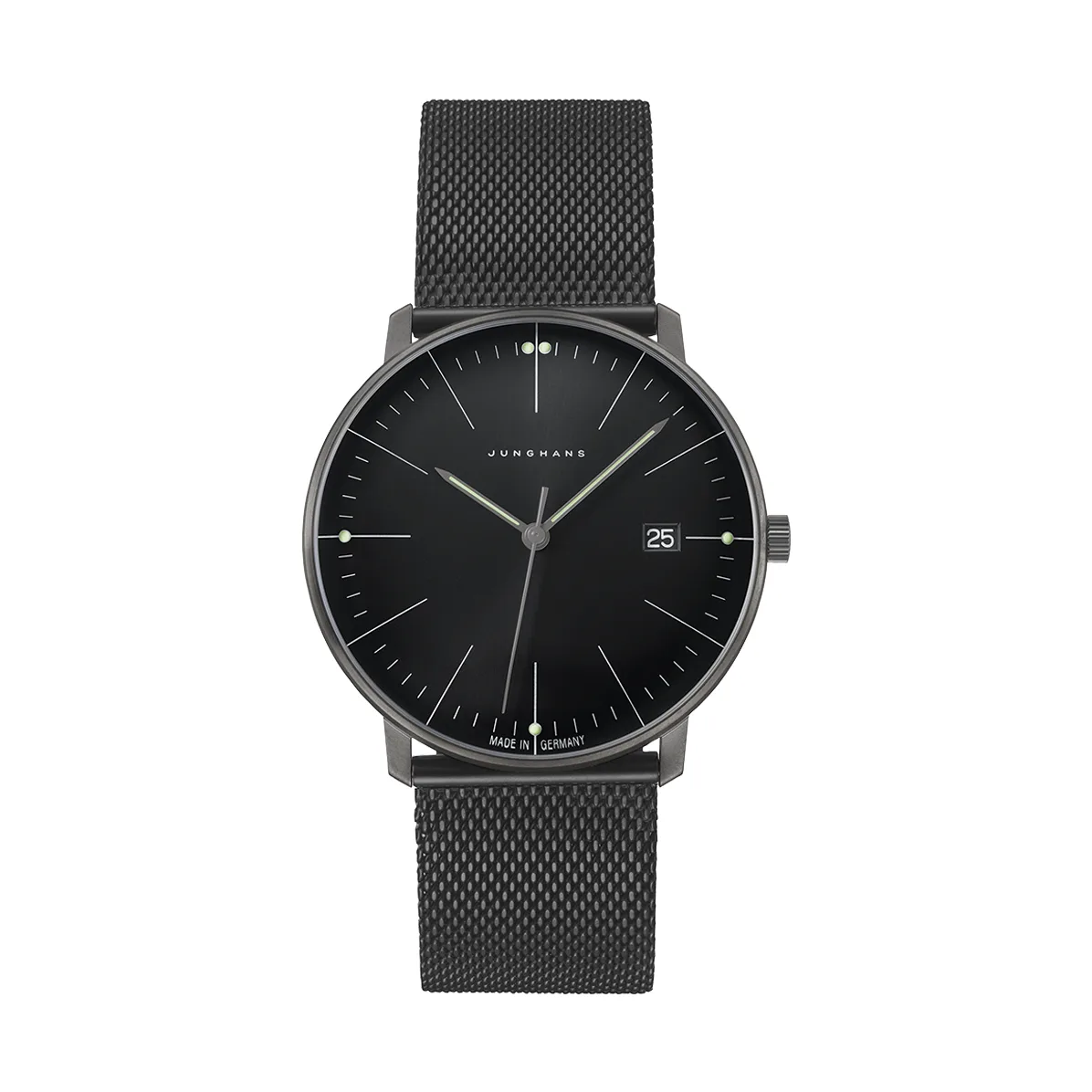 Junghans max bill Quarz schwarz PVD Milanaiseband Herrenuhr 41/4660.46