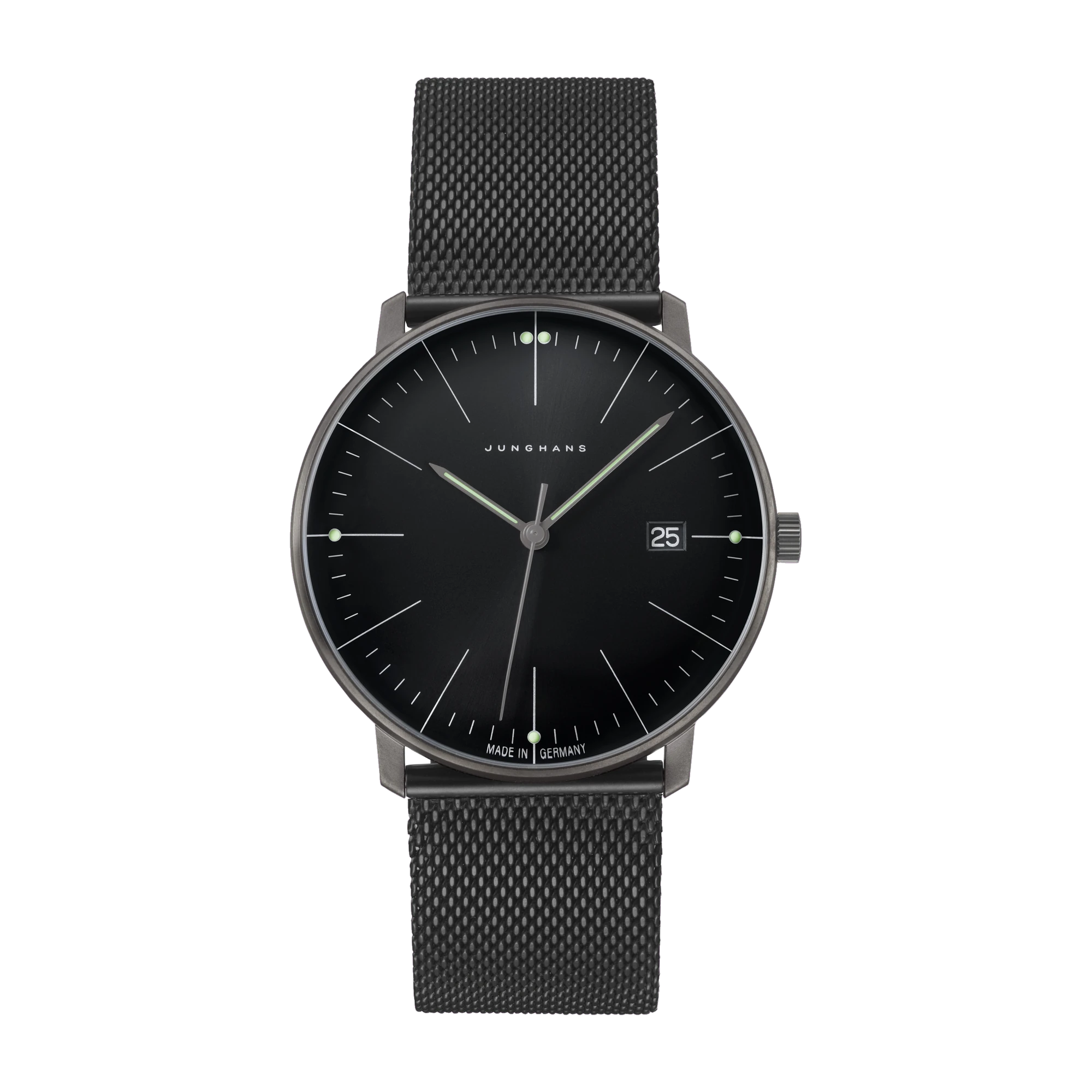 Junghans max bill Quarz schwarz PVD Milanaiseband Herrenuhr 41/4660.46