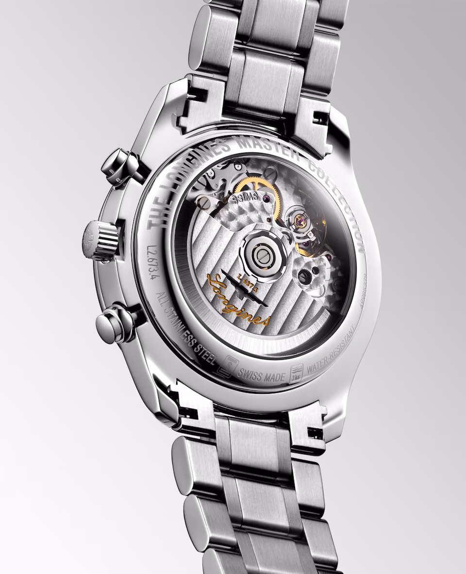 Longines Master Chrono Mondphase Edelstahlband Anthrazit Herrenuhr L2.673.4.61.6