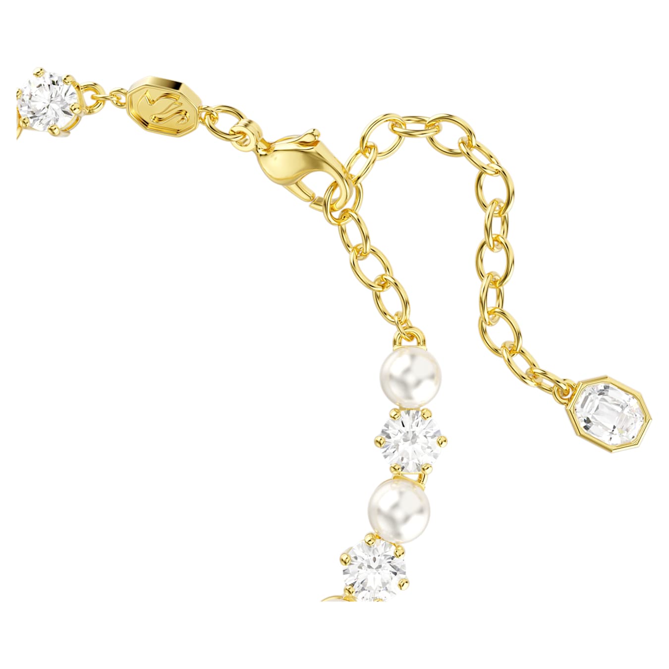 Swarovski  Matrix Tennis Armband Kristallperle, Rundschliff, Weiß, Goldlegierungsschicht