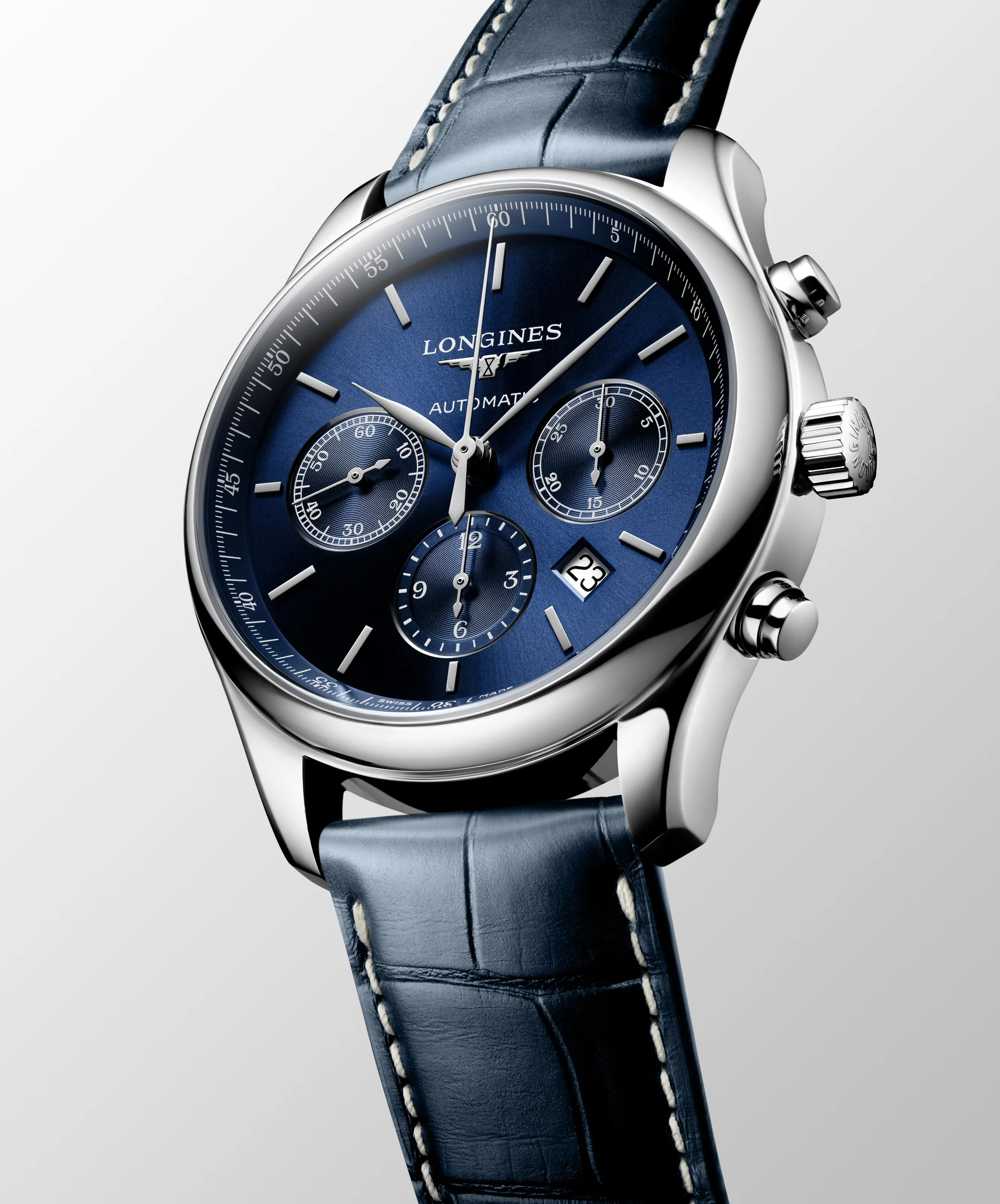 Longines Master Collection Chronograph Blau Lederband Herrenuhr L2.759.4.92.0