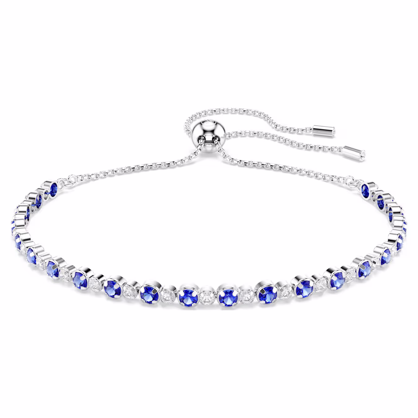 Swarovski  Matrix Tennis Armband Gemischte Rundschliffe, Blau, Rhodiniert
