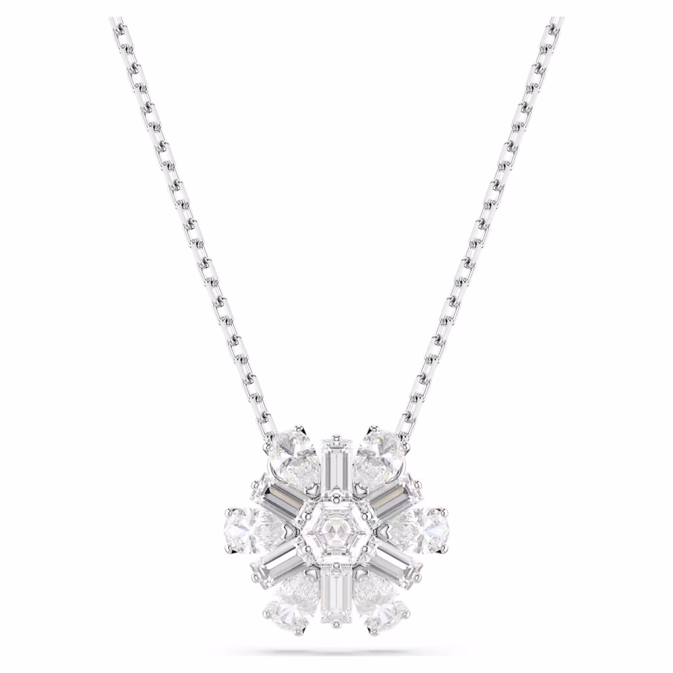 Swarovski  Idyllia Anhänger Verschiedene Schliffe, Schneeflocke, Weiß, Rhodiniert