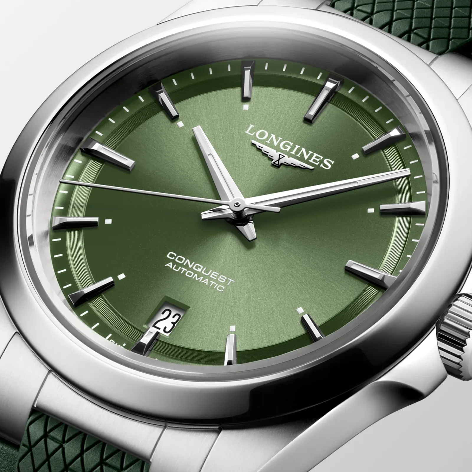 Longines Conquest Grün Kautschukband grün 38 mm Herrenuhr L3.720.4.02.9