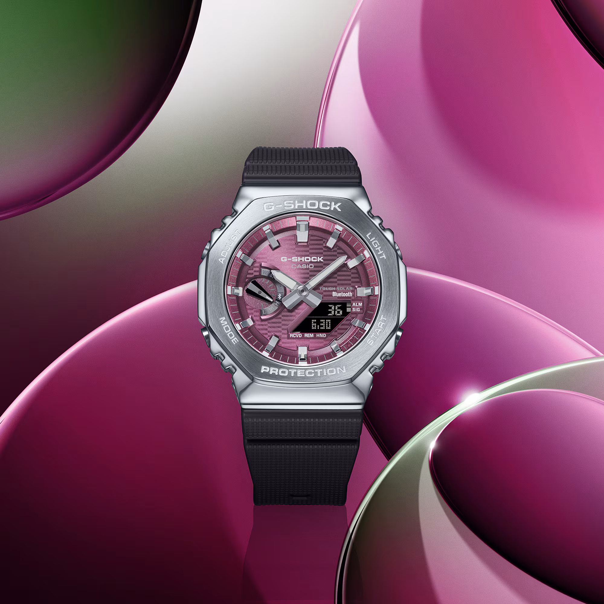 G-Shock G-Steel Protection Classic, Rosa, Solar, 44mm Herrenuhr GBM-2100A-4BER
