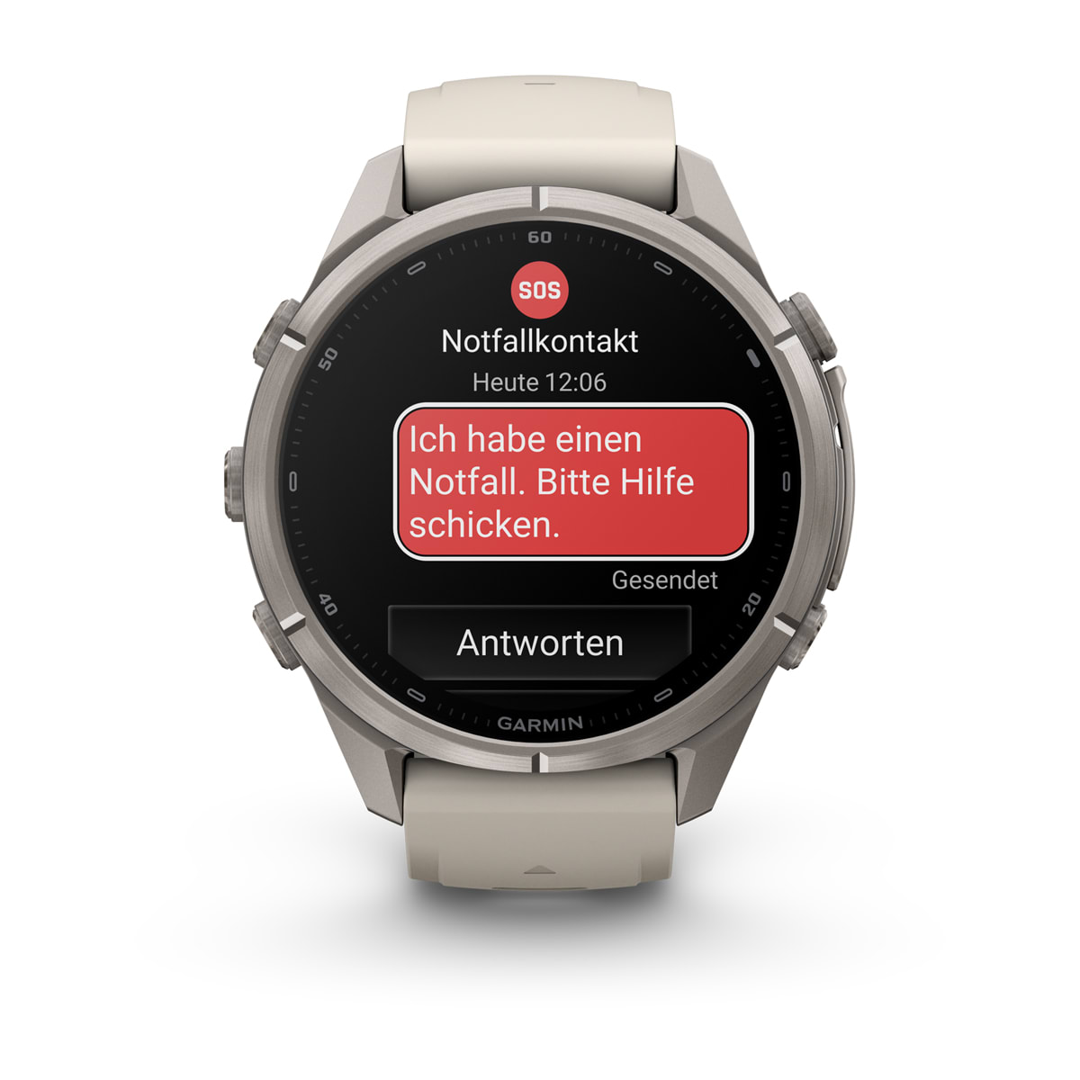 Garmin fēnix® 9 Pro inReach® - 43 mm AMOLED Sapphire Titan mit Silikon-Armband Nebelgrau/Dunkler Sandstein 010-04335-81