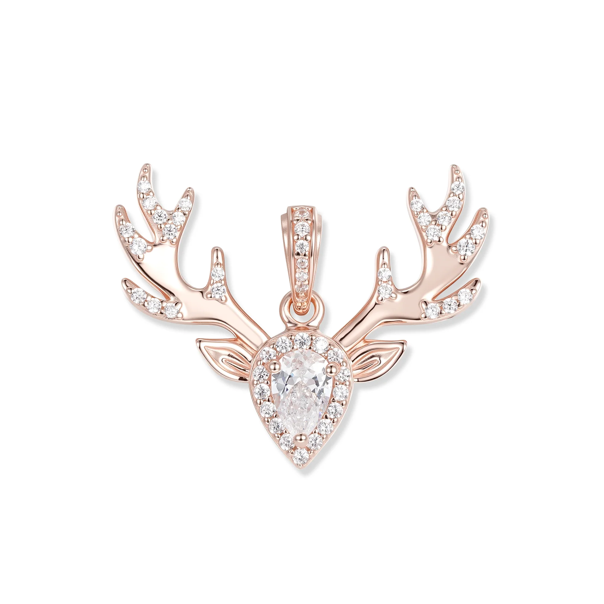 Seinerzeit Anhänger Ida Hirsch Anhänger 18K rosévergoldet, fantasievoller Hirschkopf 2,5 x 2 cm