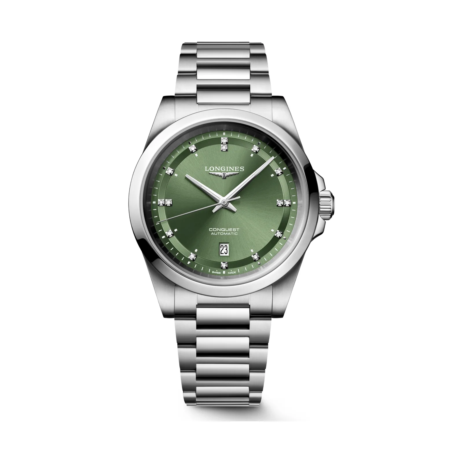 Longines Conquest Automatik 41 mm Edelstahlband Grün Herrenuhr L3.830.4.07.6
