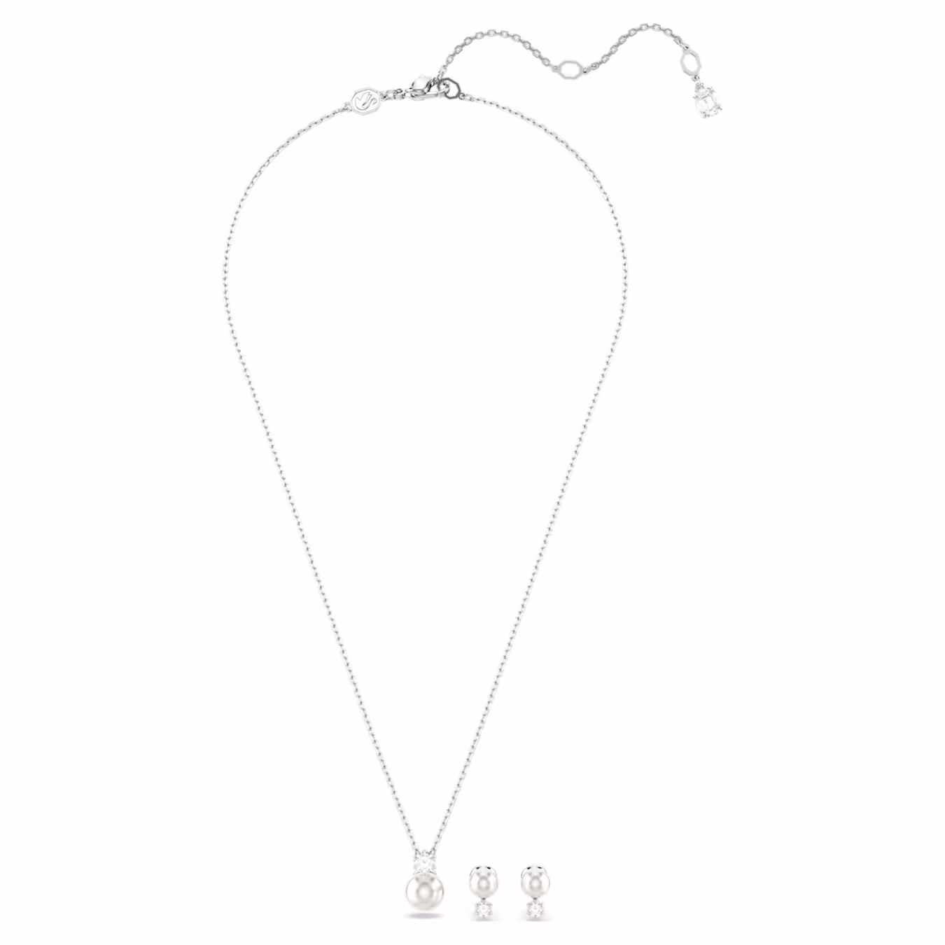 Swarovski  Matrix Set Kristallperle, Rundschliff, Weiß, Rhodiniert